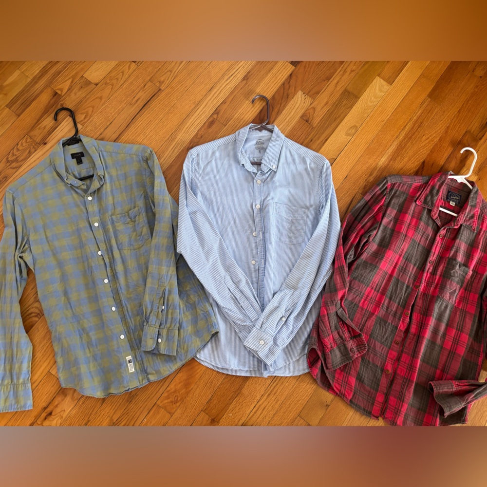 J. Crew Light Blue Striped Men's Button-Down Shirt